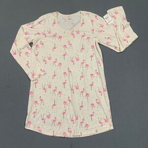 New Jenni Intimates Women's Sleepshirt Large Long Sleeve Christmas Flamingos